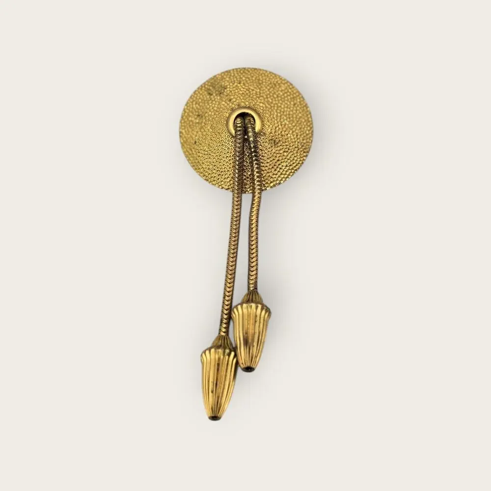 Fur Clip 1930s Gold-Tone Double Tassel  – Art Deco Era Vintage Jewelry
